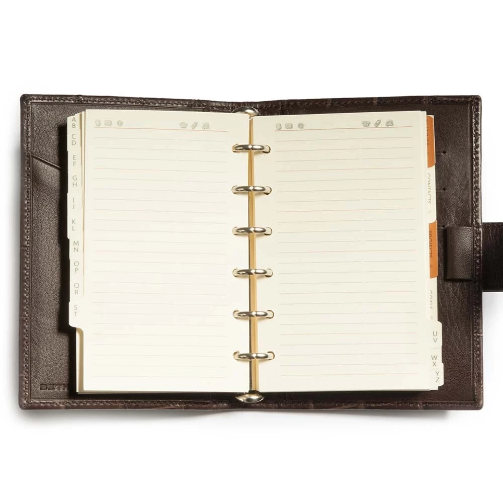 Pocket Planner, alligator-embossed leather, dark brown