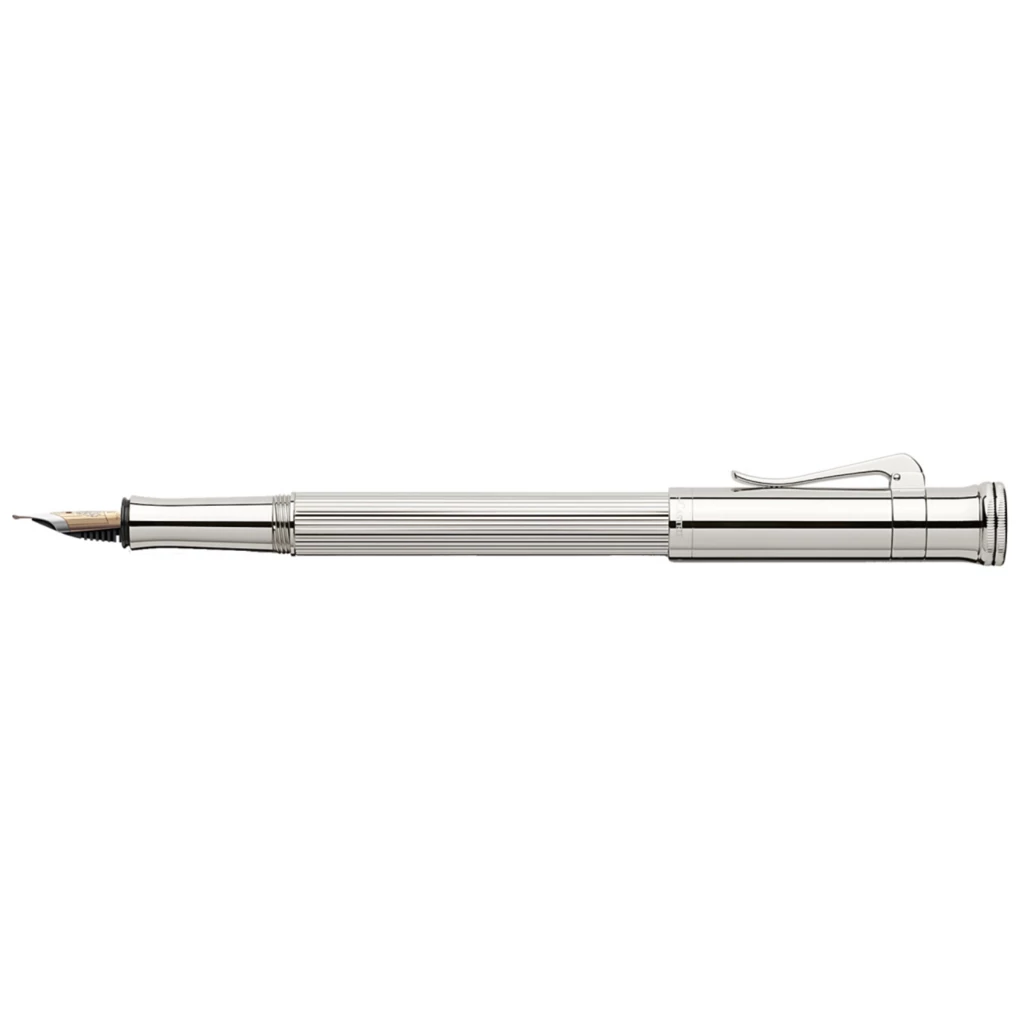 Graf von Faber-Castell Classic Fountain Pen – Silver, Broad Nib (B)