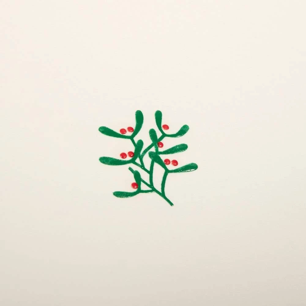 Christmas card little mistletoe green/red