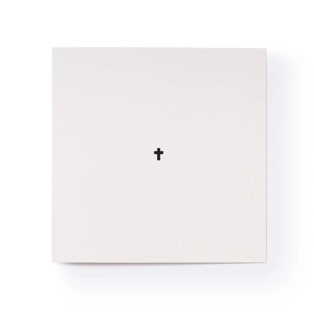 Greeting card condolence cross black helvetica