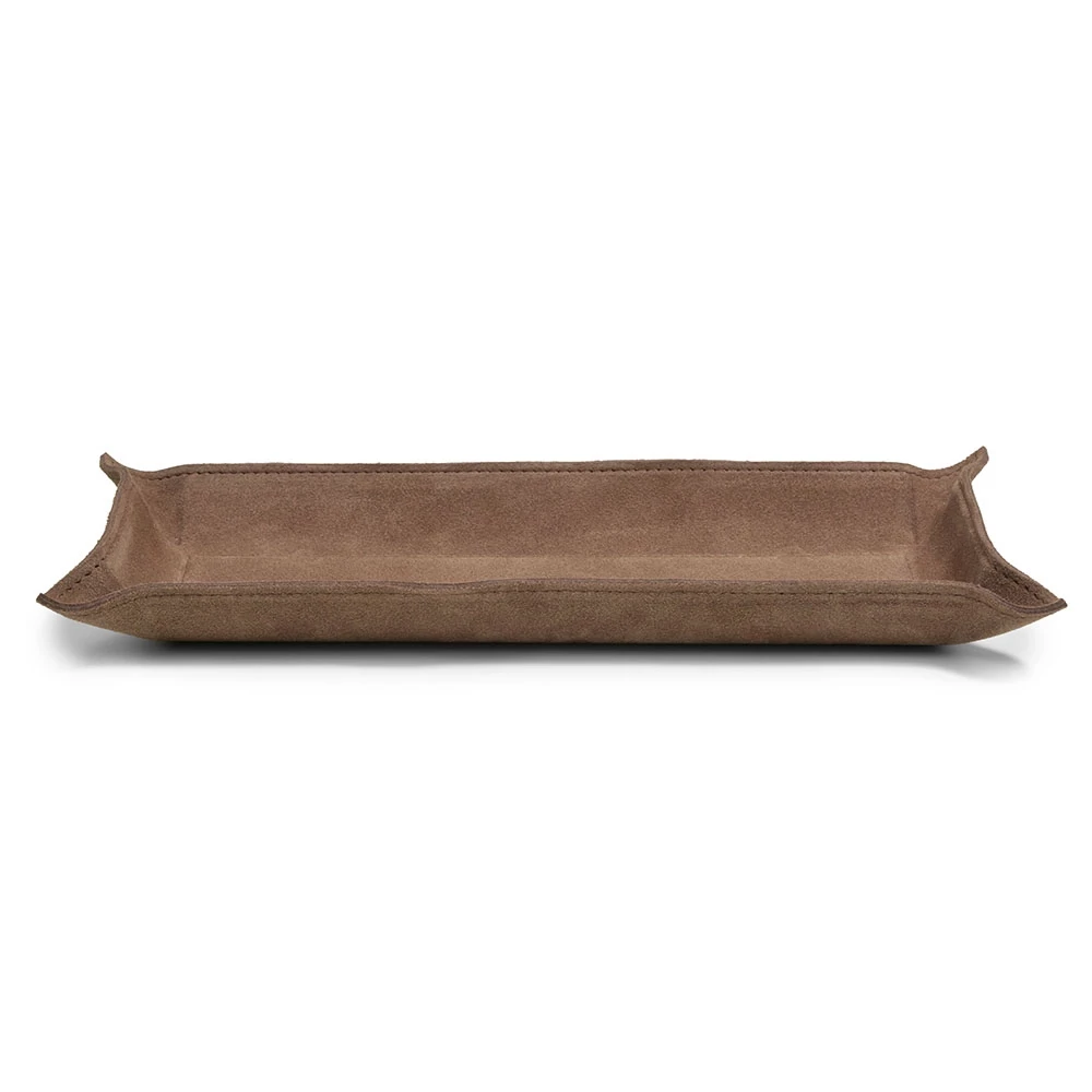 Valet tray rectangular, suede leather, 32 x 13 cm, nut