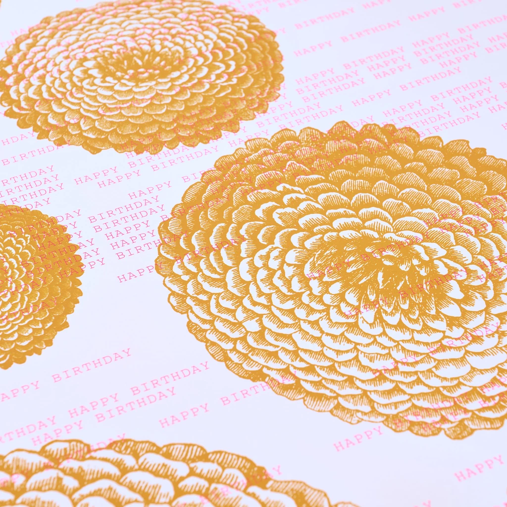 Wrapping paper Happy BDay dahlia orange 50 x 70 cm, 3 sheets
