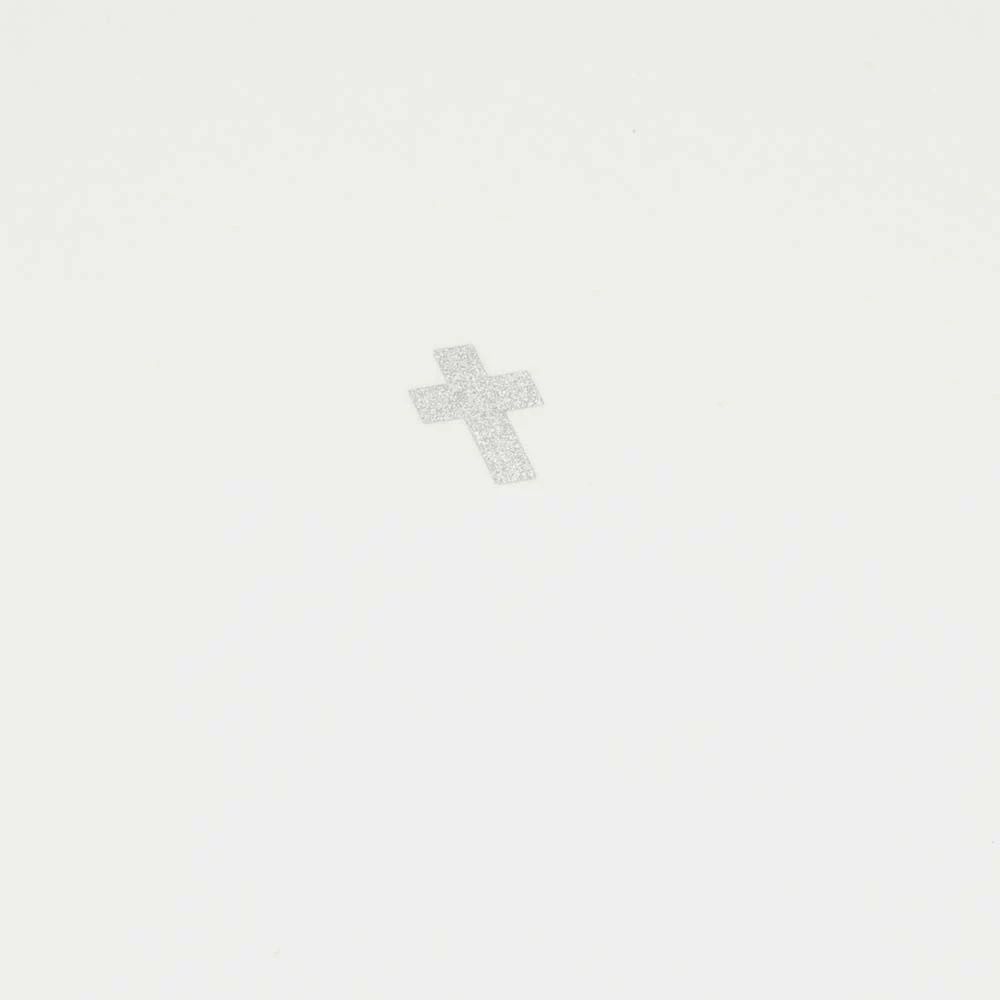 Greeting card condolence cross silver helvetica