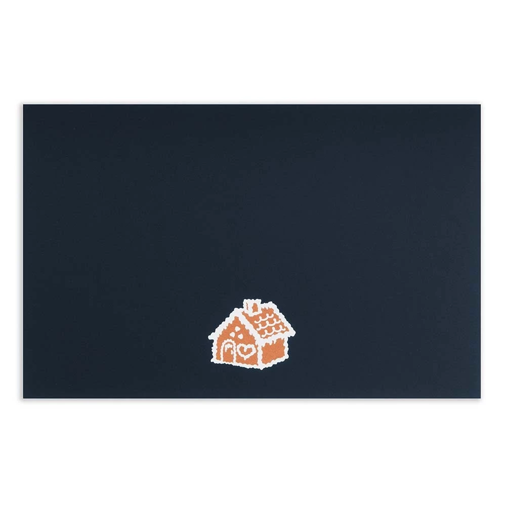 Christmas card gingerbread house pure night blue