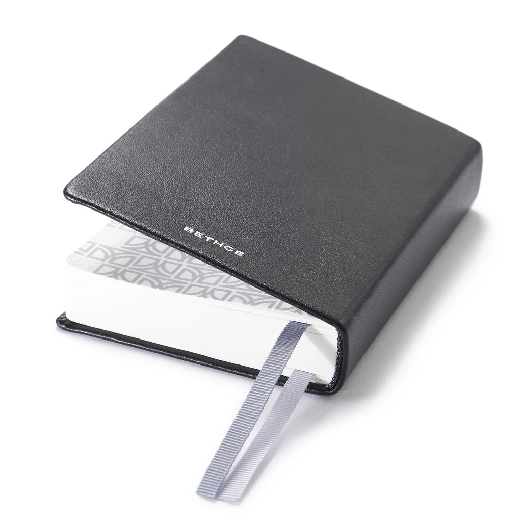 Pocket Daily Planner 2027 - One Day Per Page - Cowhide Leather - Verona Black - 9.5 x 13 c