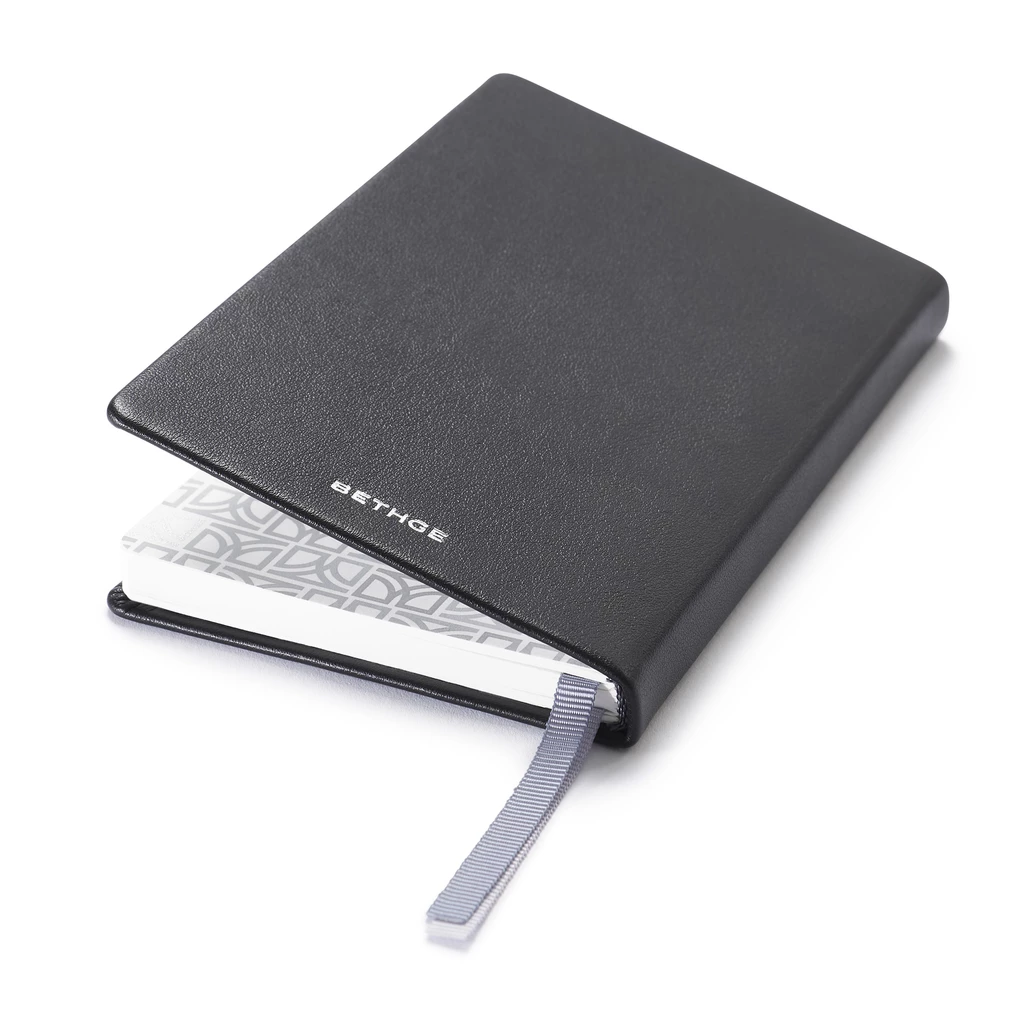 Weekly Planner 8-Days-a-Week 2027 - Week on 2 Pages - Leather -Tebe-Skin Black-8.5 x 14 cm