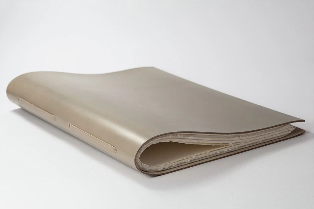 Guest Book, 48 pages, laid paper, leather, 28x38 cm, taupe