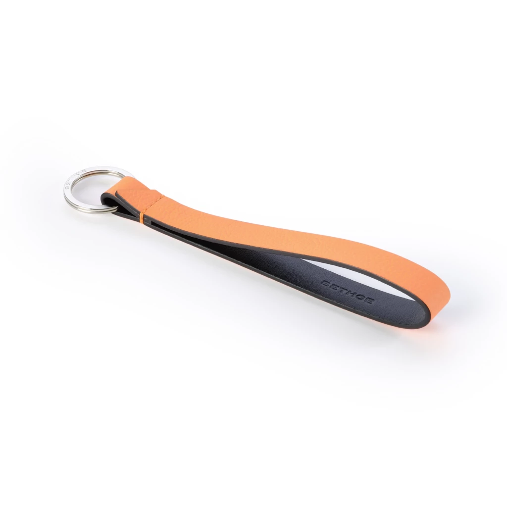 Key ring, leather, neon orange