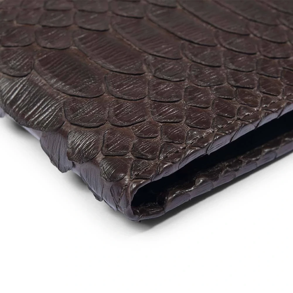 Wallet with Coin Pocket, python leather, wide, brown