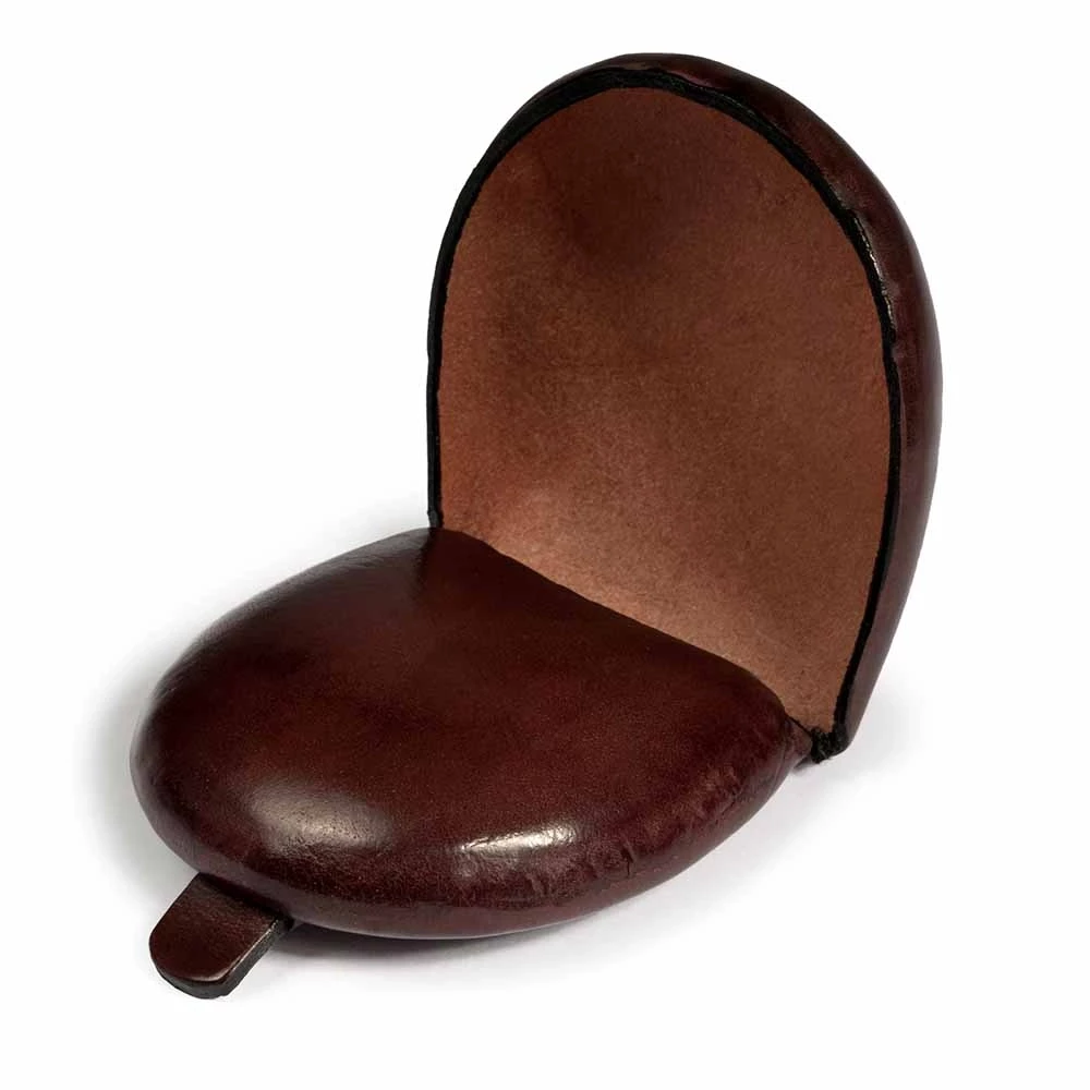 Coin Tray Change Wallet, leather, horseshoe, dark brown