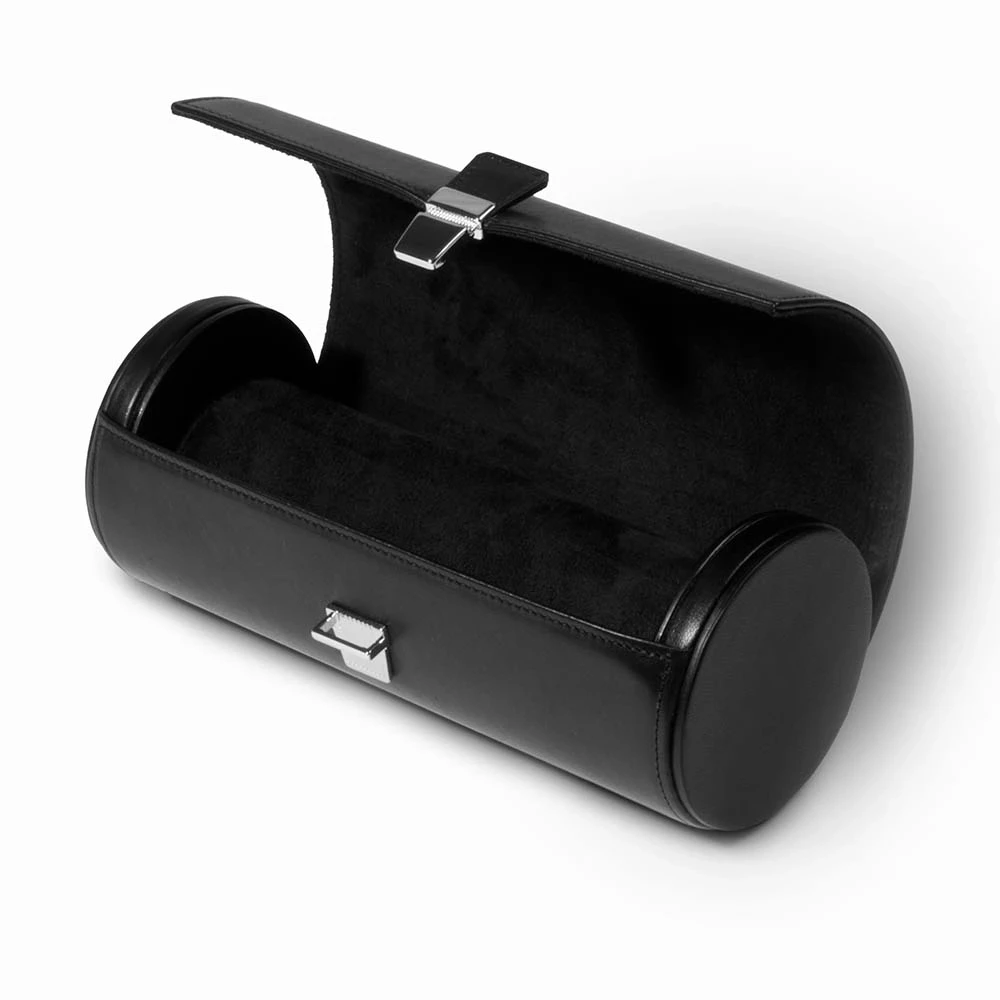 Watch Roll Case for 3 Watches, nappa leather, black