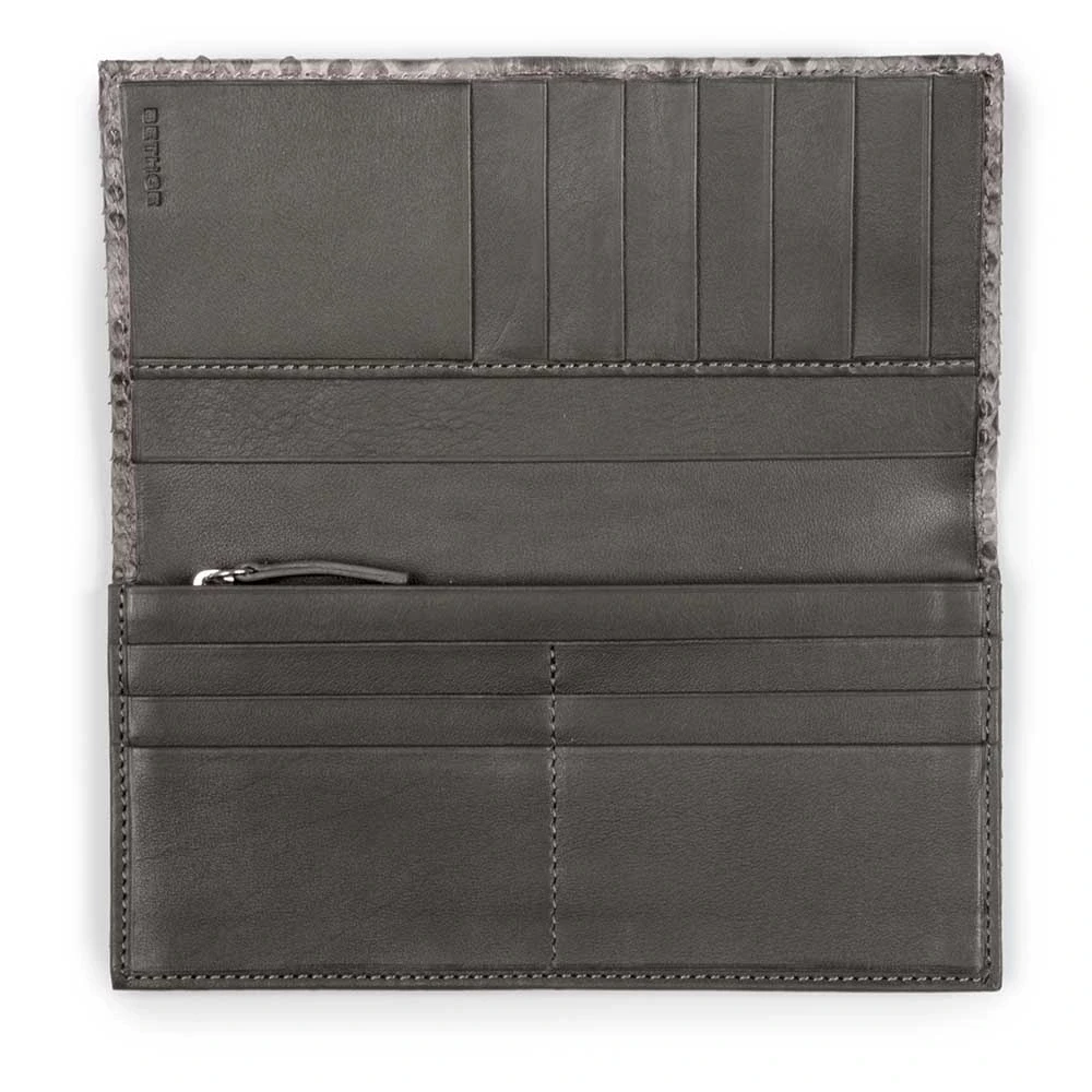 Wallet Double with Coin Pocket, python leather, grey