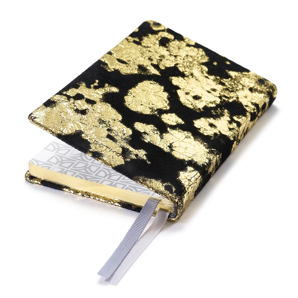 Weekly Planner 8-Days-a-Week 2027 - Week on 2 Pages - Leather - Black Gold - 8.5 x 14 cm