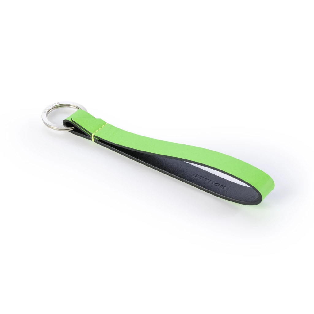 Key ring, leather, neon green