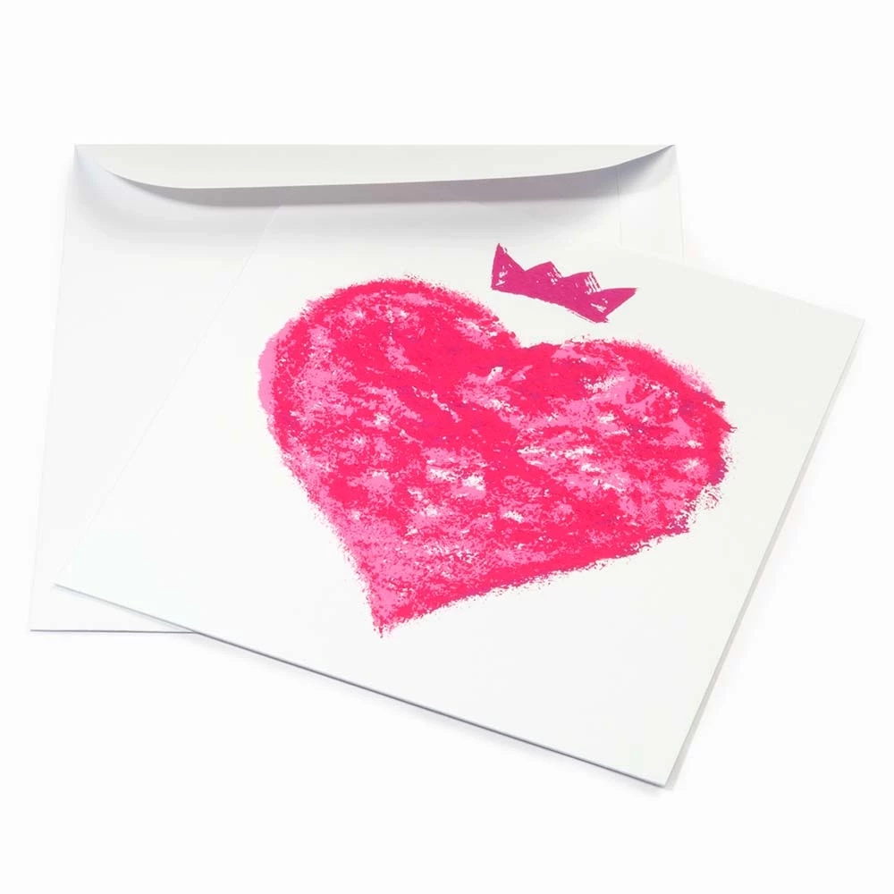 Greeting card queen of hearts  neon pink