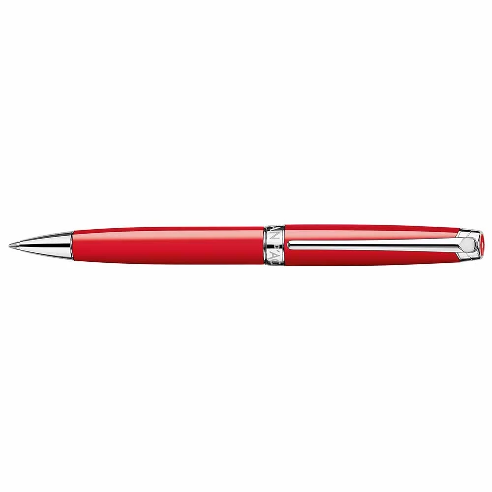 Caran d’Ache Léman Ballpoint Pen – Scarlet Red, Platinum/Rhodium Plated