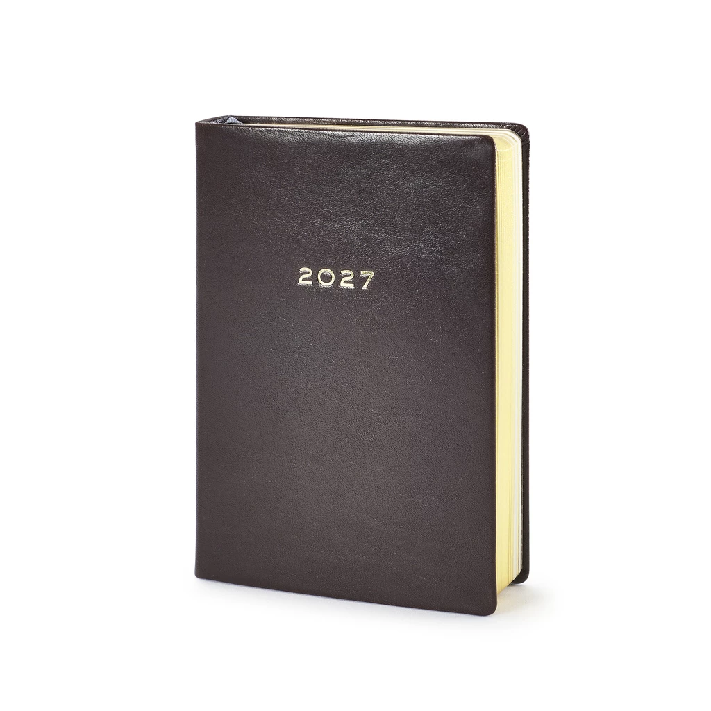 Pocket Daily Planner 2027 - One Day Per Page - Vegan Leather - TeBe-Skin Black - 9.5 x 13 