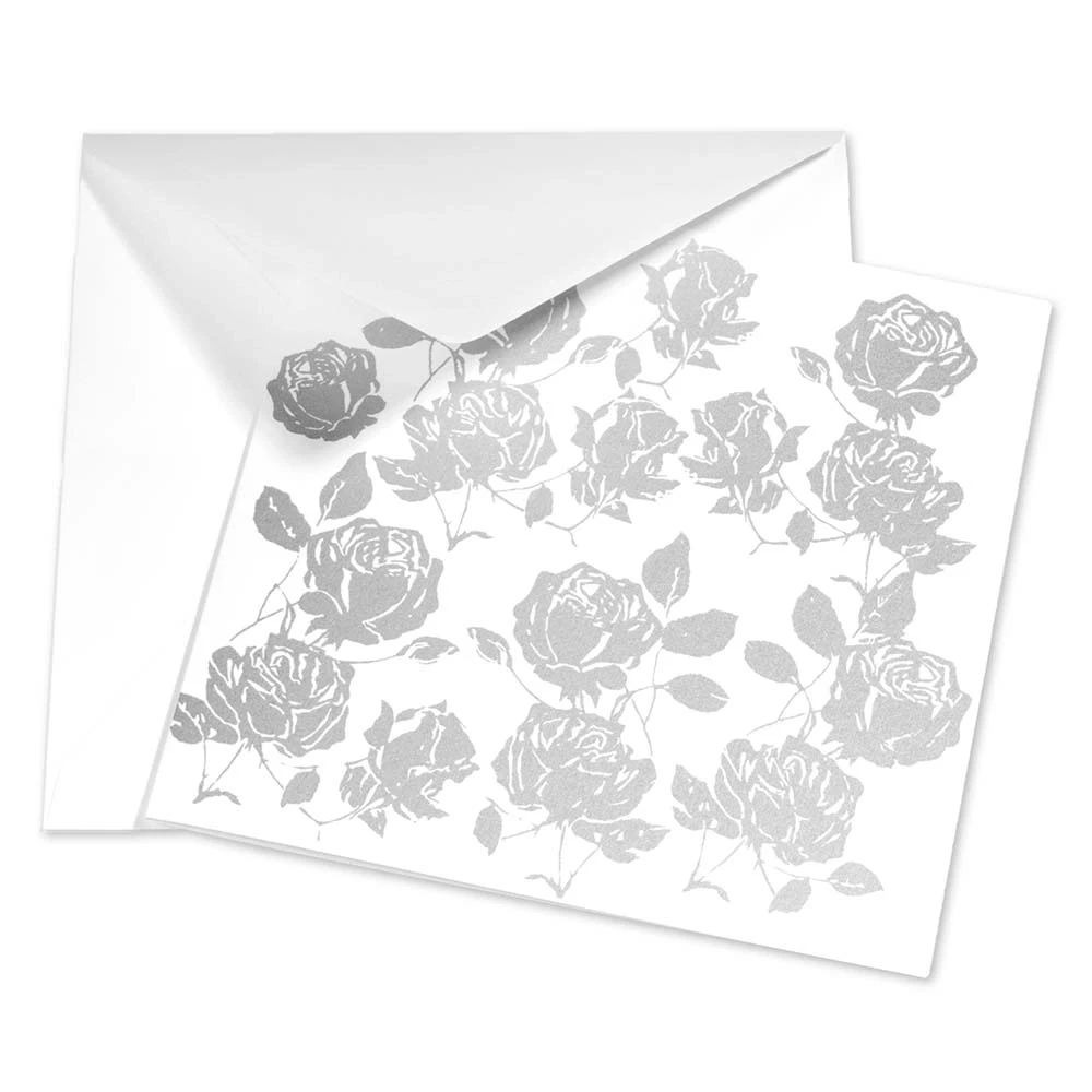 Greeting card rosebuds silver