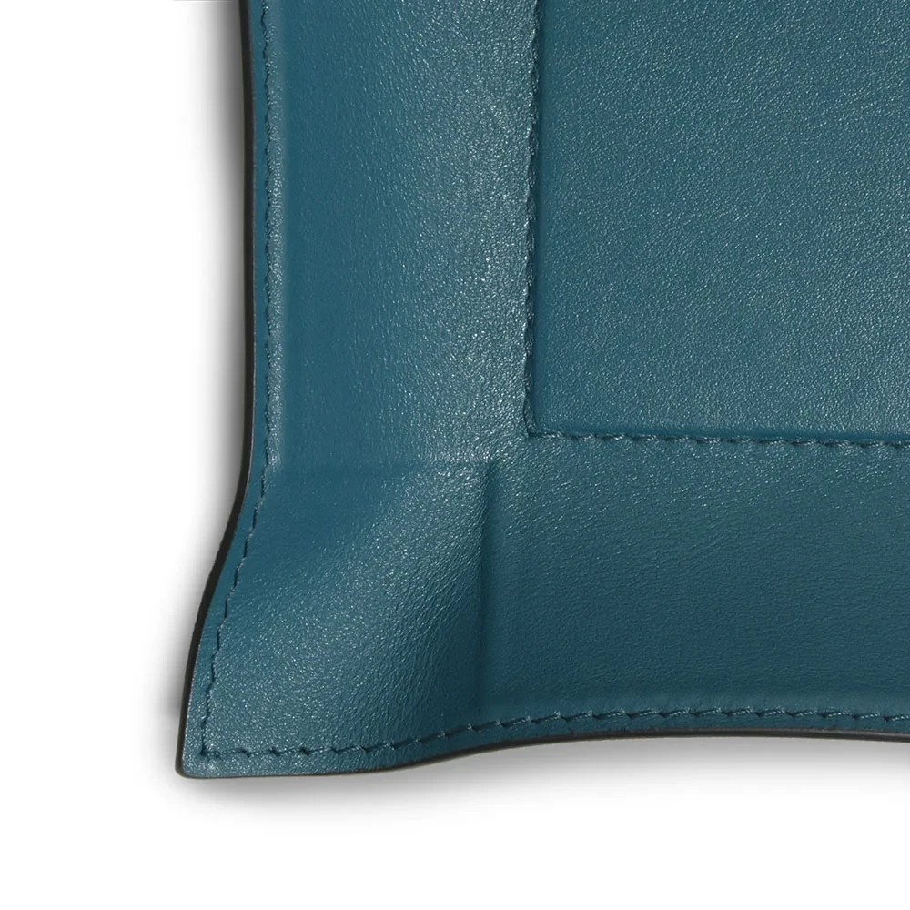Valet tray square, nappa leather, 15 x 15 cm, petrol