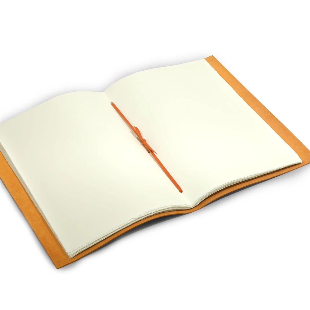 Guest Book, 48 pages, laid paper, leather, 28x38 cm, orange