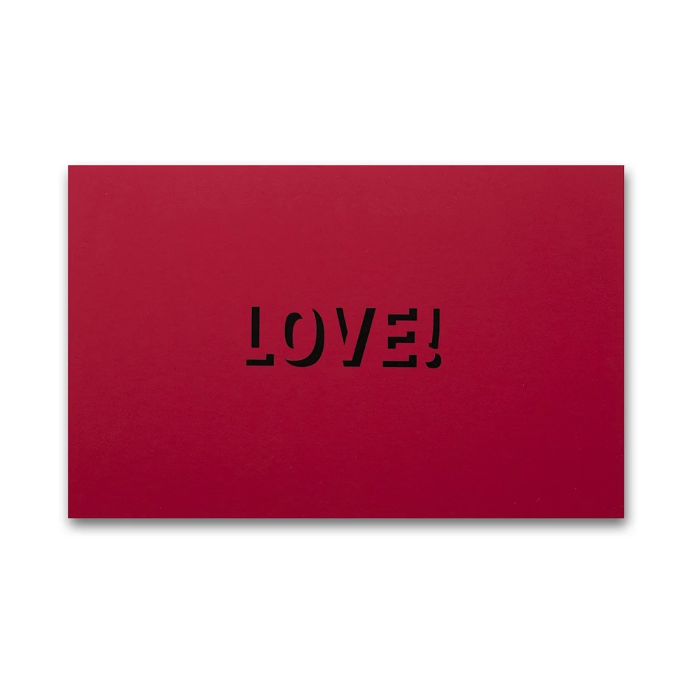 Greeting card love silhouette  black on red mini