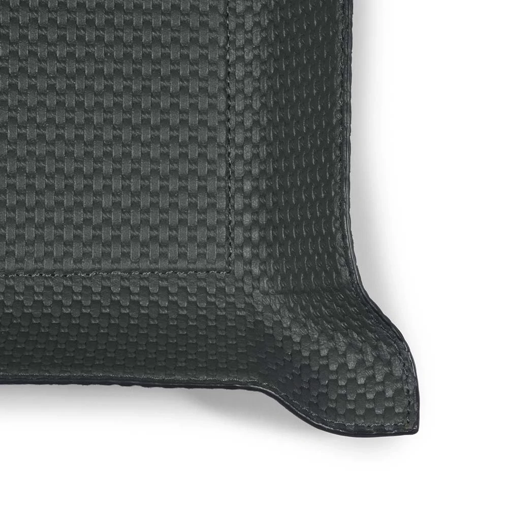 Valet tray square, leather woven look, 20 x 20 cm, dark grey
