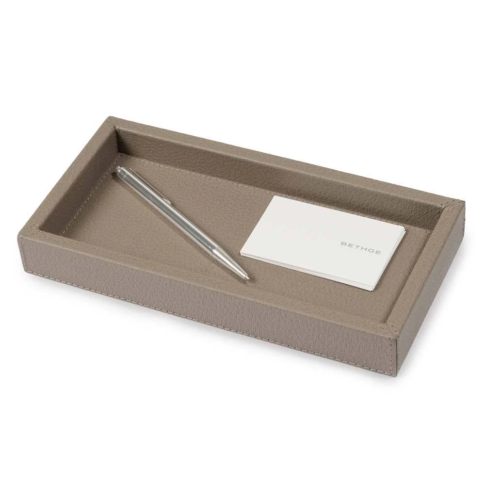 Leather tray, boar leather, 24 x 12 cm, taupe