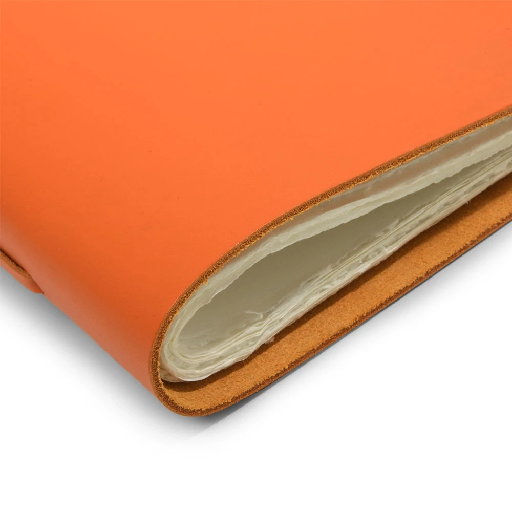 Guest Book, 48 pages, laid paper, leather, 28x38 cm, orange