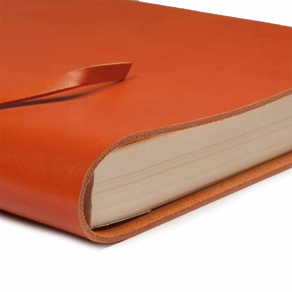 Sketchbook Quadernone, leather, large, orange