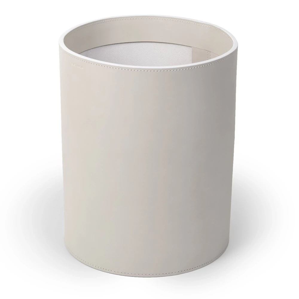 Round wastepaper bin, leather, H 30 cm, D 24 cm, light grey