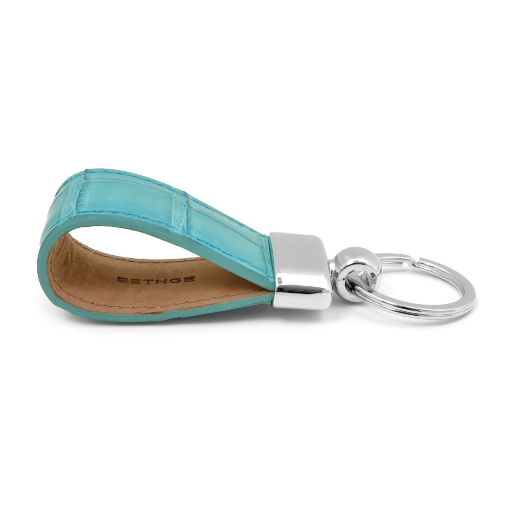 Key Ring, alligator leather, sky blue