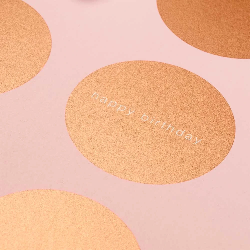 Greeting card dots happy birthday copper/rose