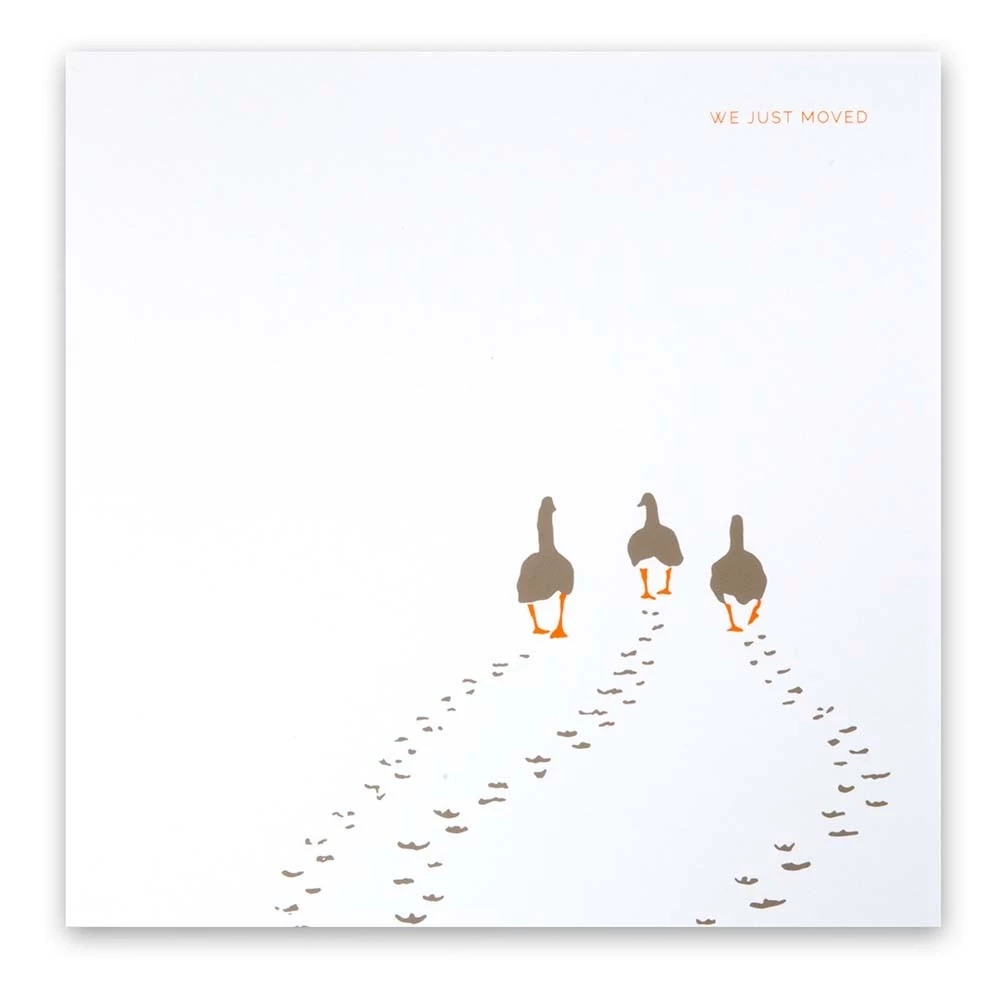 Greeting card geese we just moved