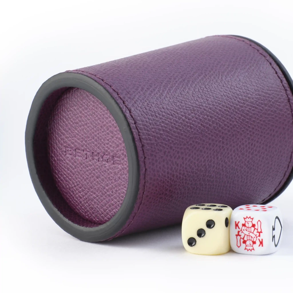 Dice Cup Shaker, leather, purple