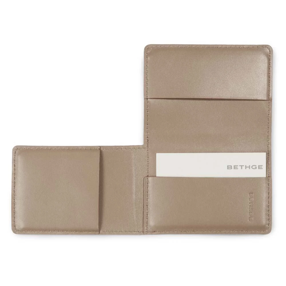 Credit card case Adri leather, 3-fold, 9.5 x 7.0 cm, taupe