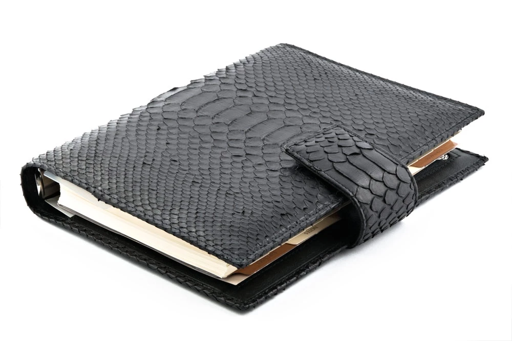 Daily Planner, python leather, black
