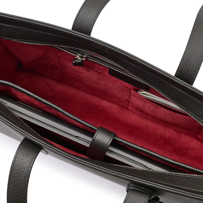 Business Shopper Tote Bag – Black Leather