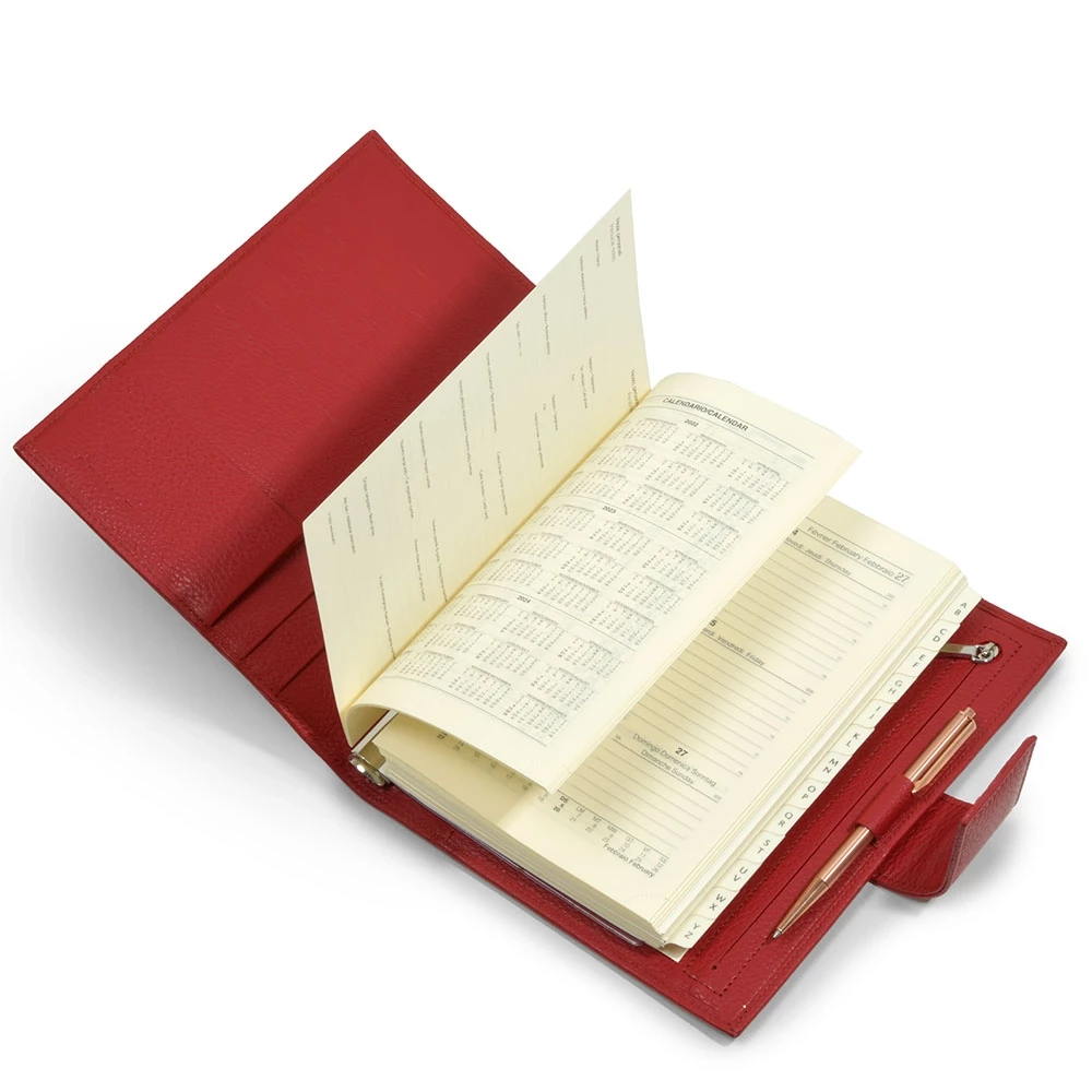Daily Planner Adri, leather, dark red