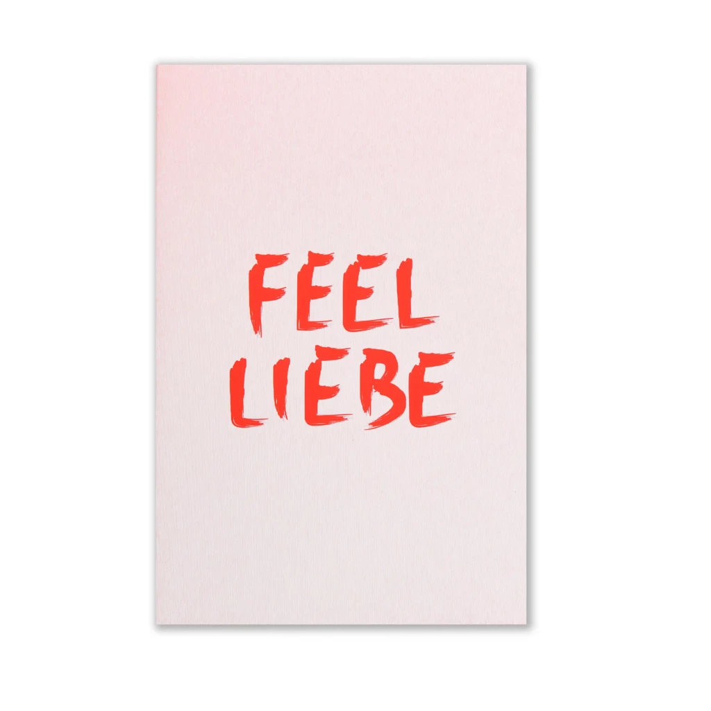 “Feel Love” Diplomat Greeting Card – Red on Pink