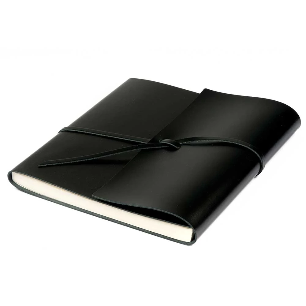 Guest Book with Cover, 96 pages, leather, 21x21 cm, black