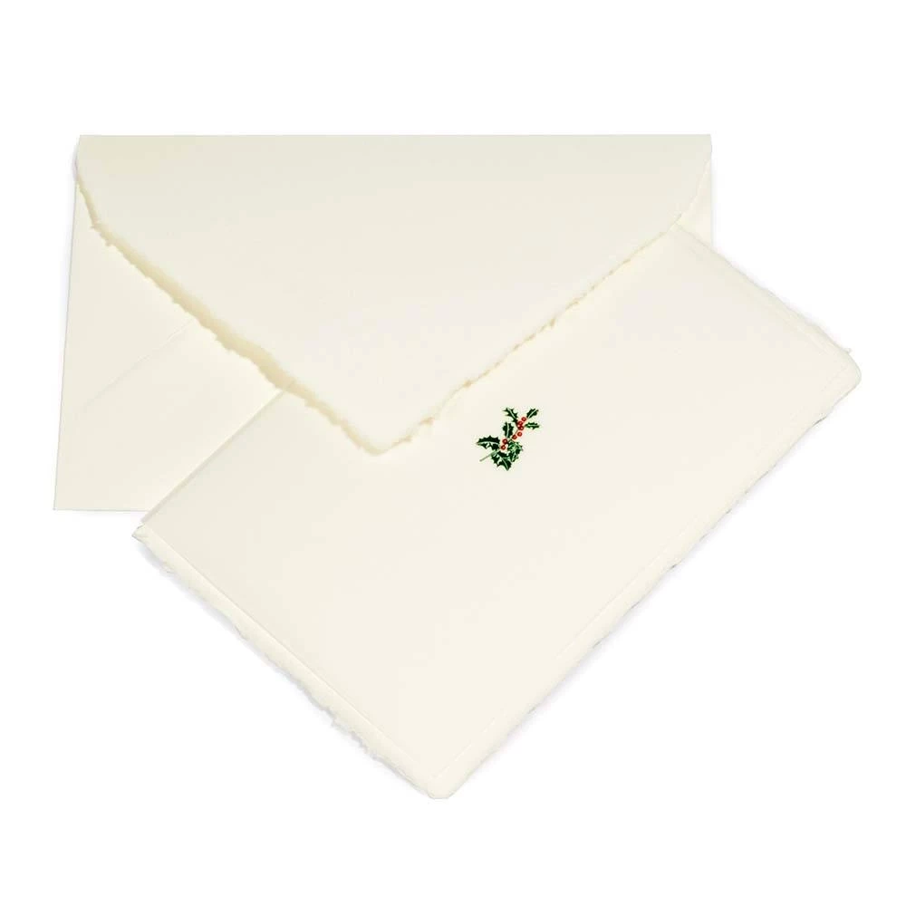 Christmas card holly laid paper