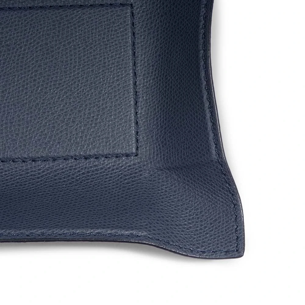 Valet tray rectangular, leather, 21 x 15 cm, dark blue