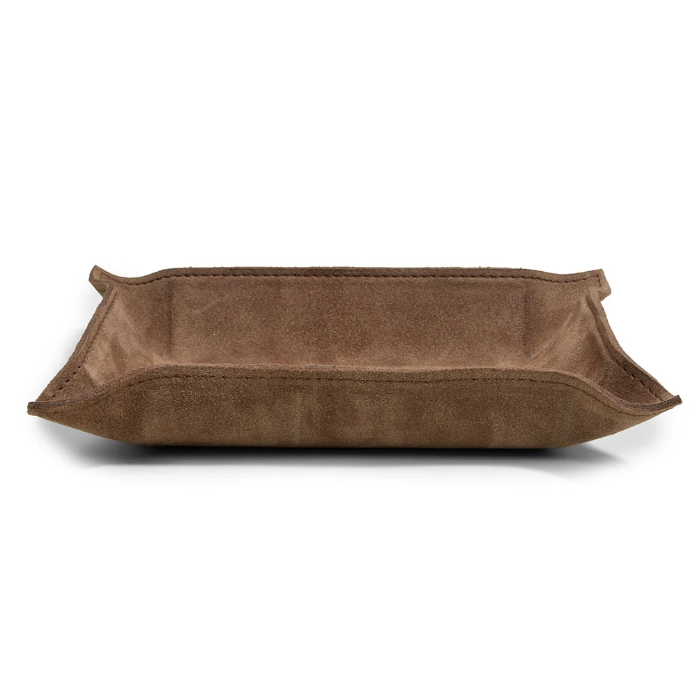 Valet tray rectangular, suede leather, 21 x 15 cm, bordeaux