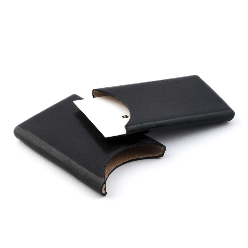 Business Card Holder, leather, 6.5x10 cm, black