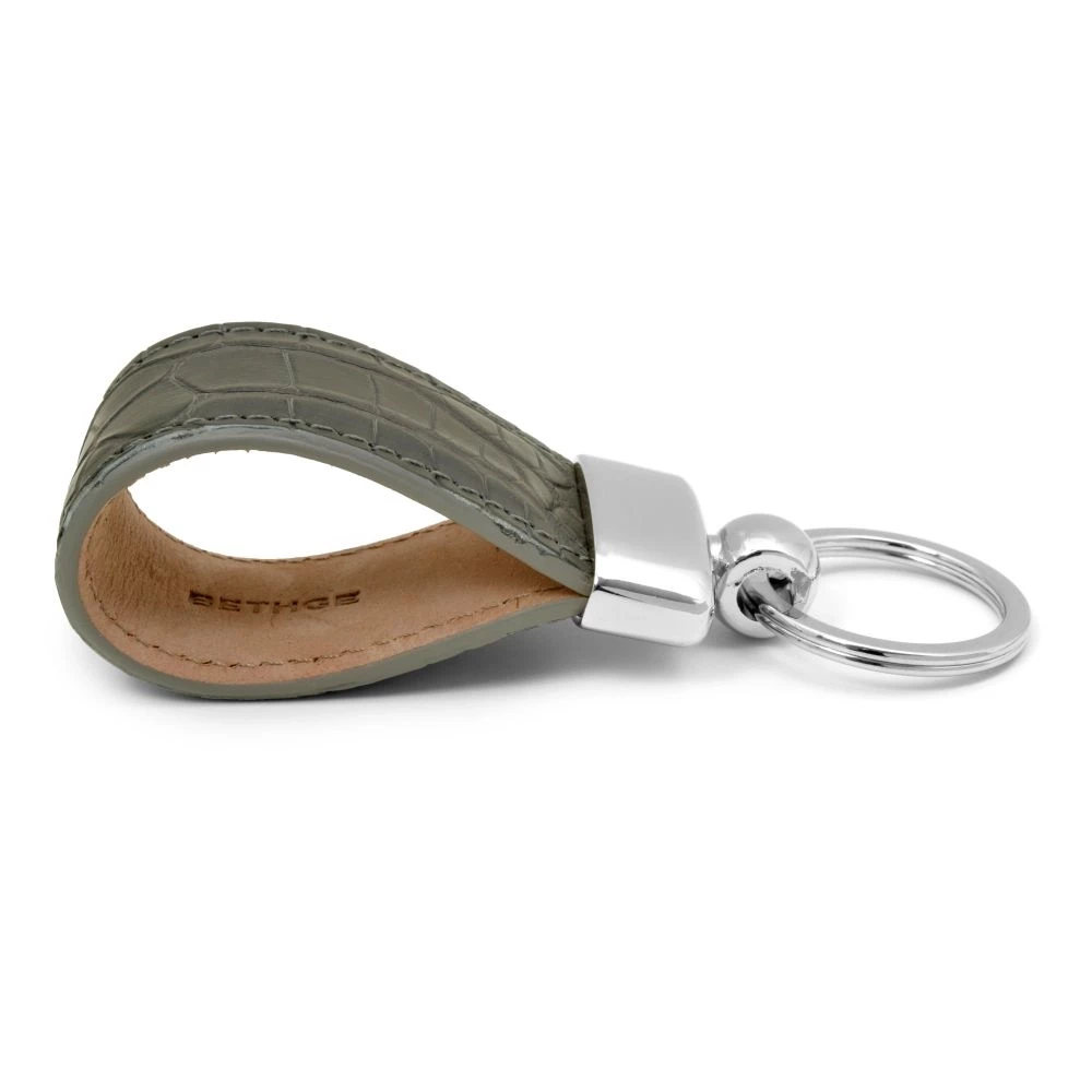 Key Ring, alligator leather, dark grey