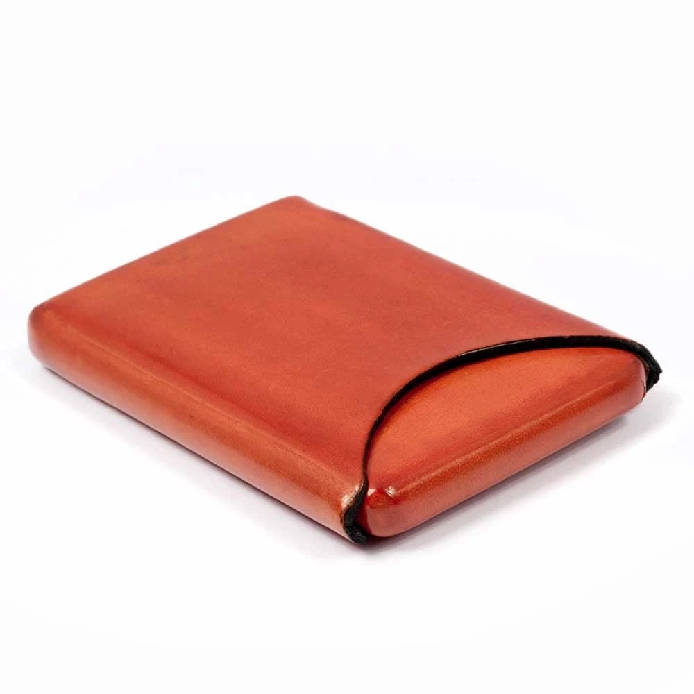 Business Card Holder, leather, 6.5x10 cm, orange