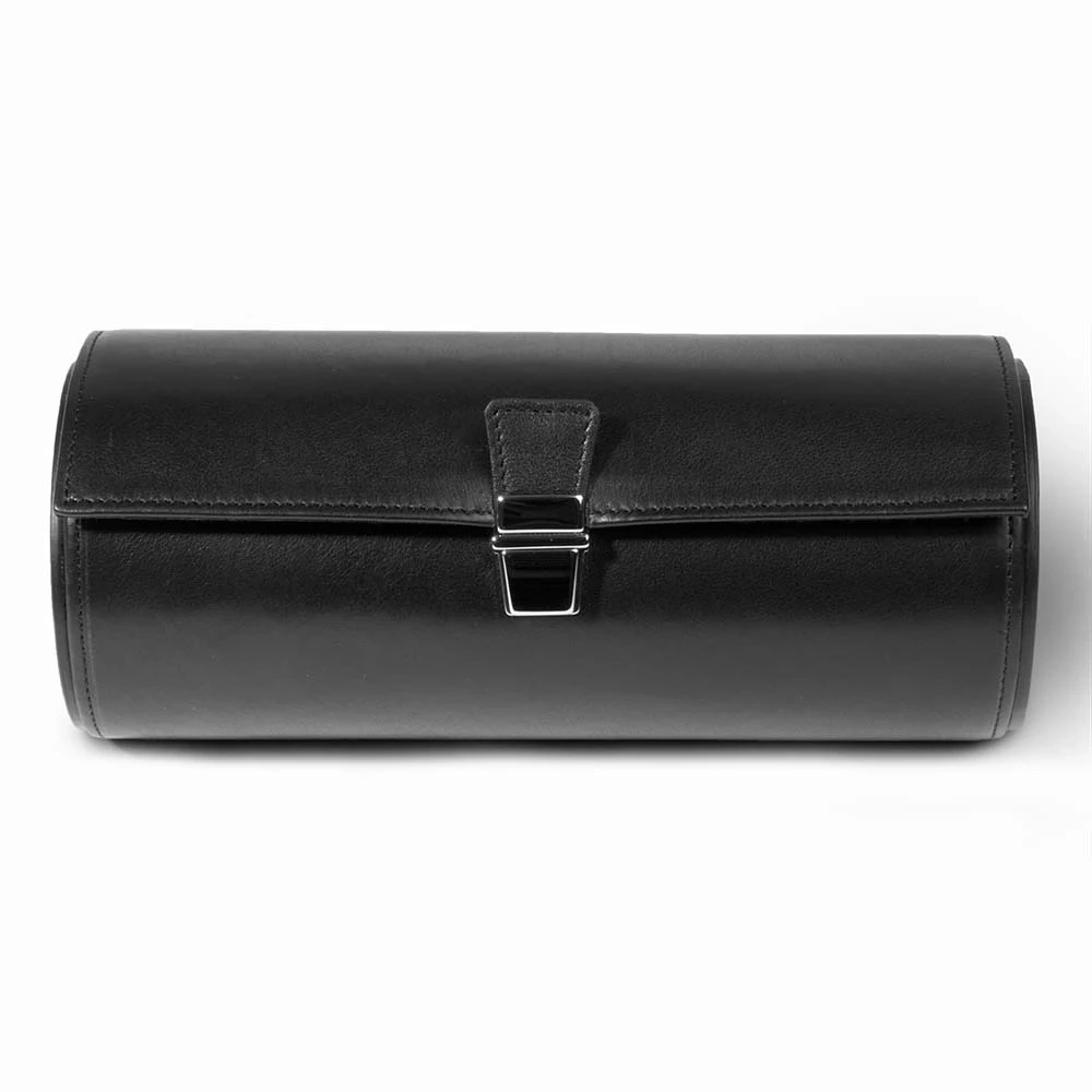 Watch Roll Case for 3 Watches, nappa leather, black