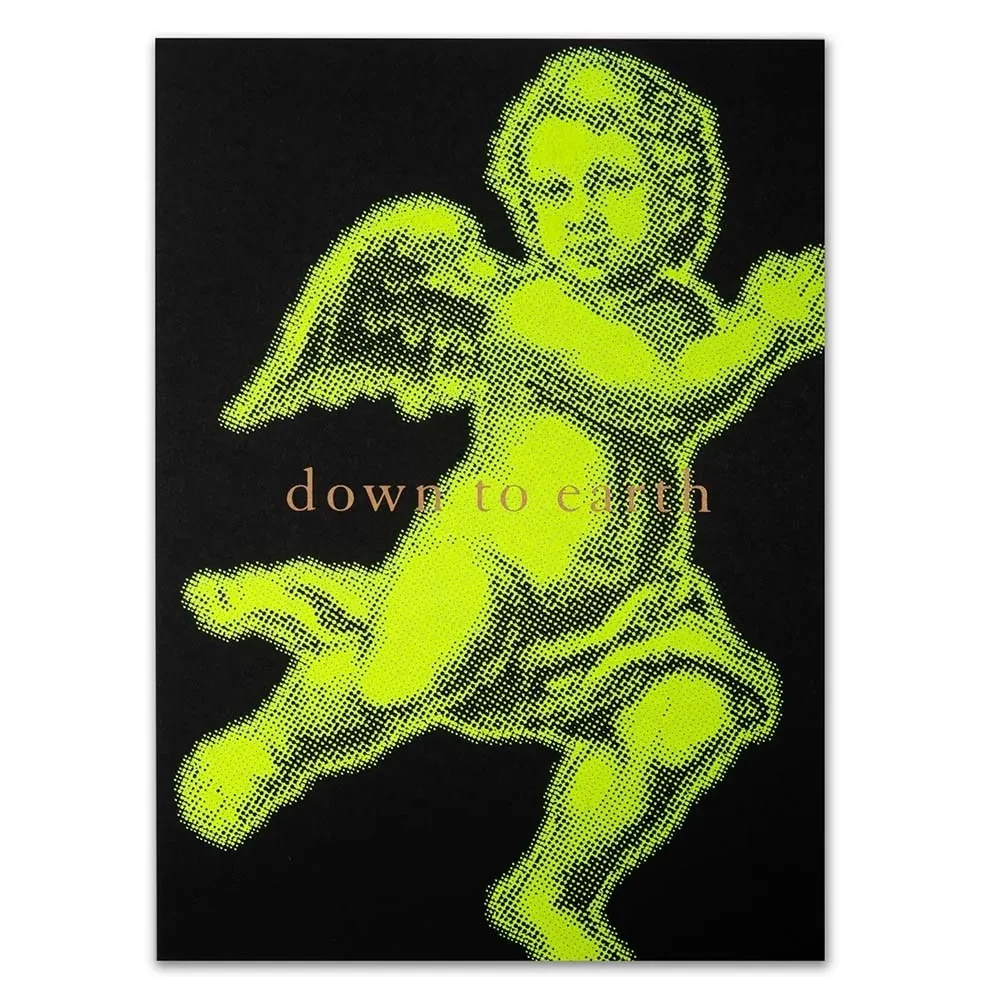 Christmas card down to earth neon yellow