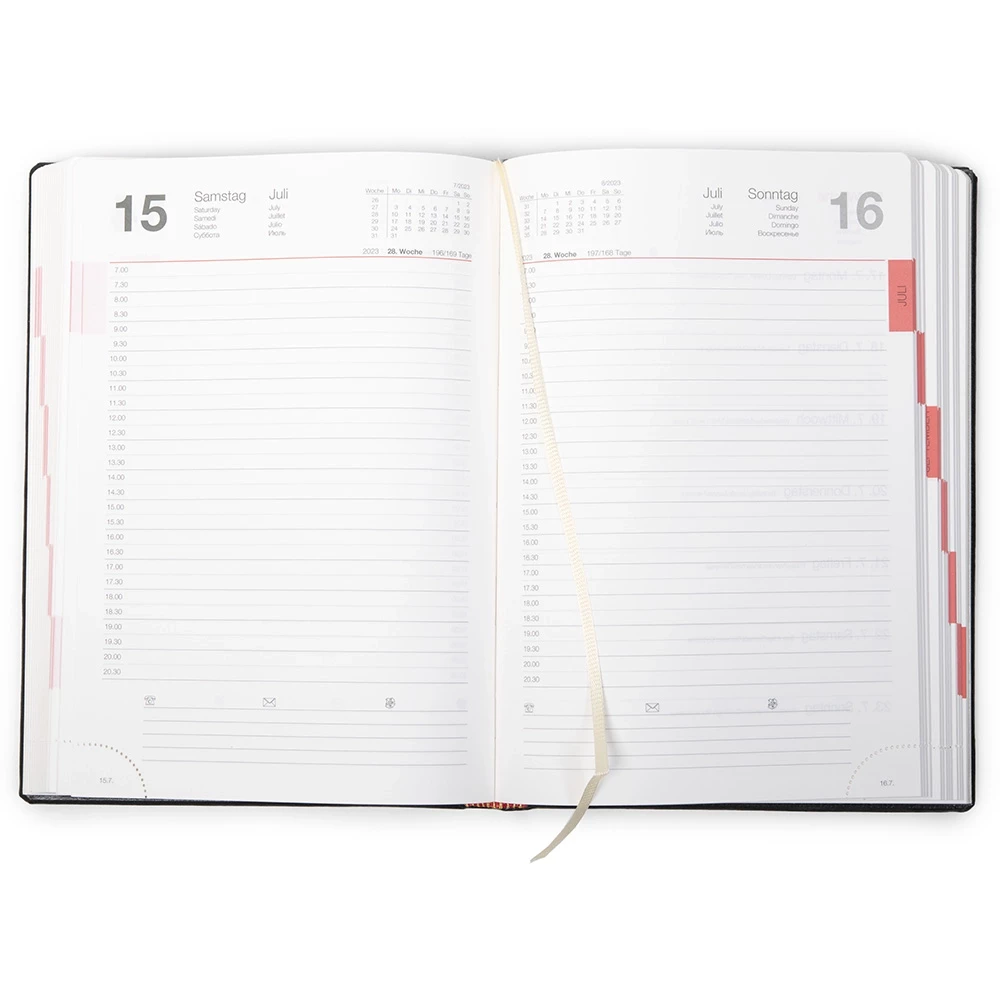 Ideal daily calendar 2026 Verona cognac brown, gold edging