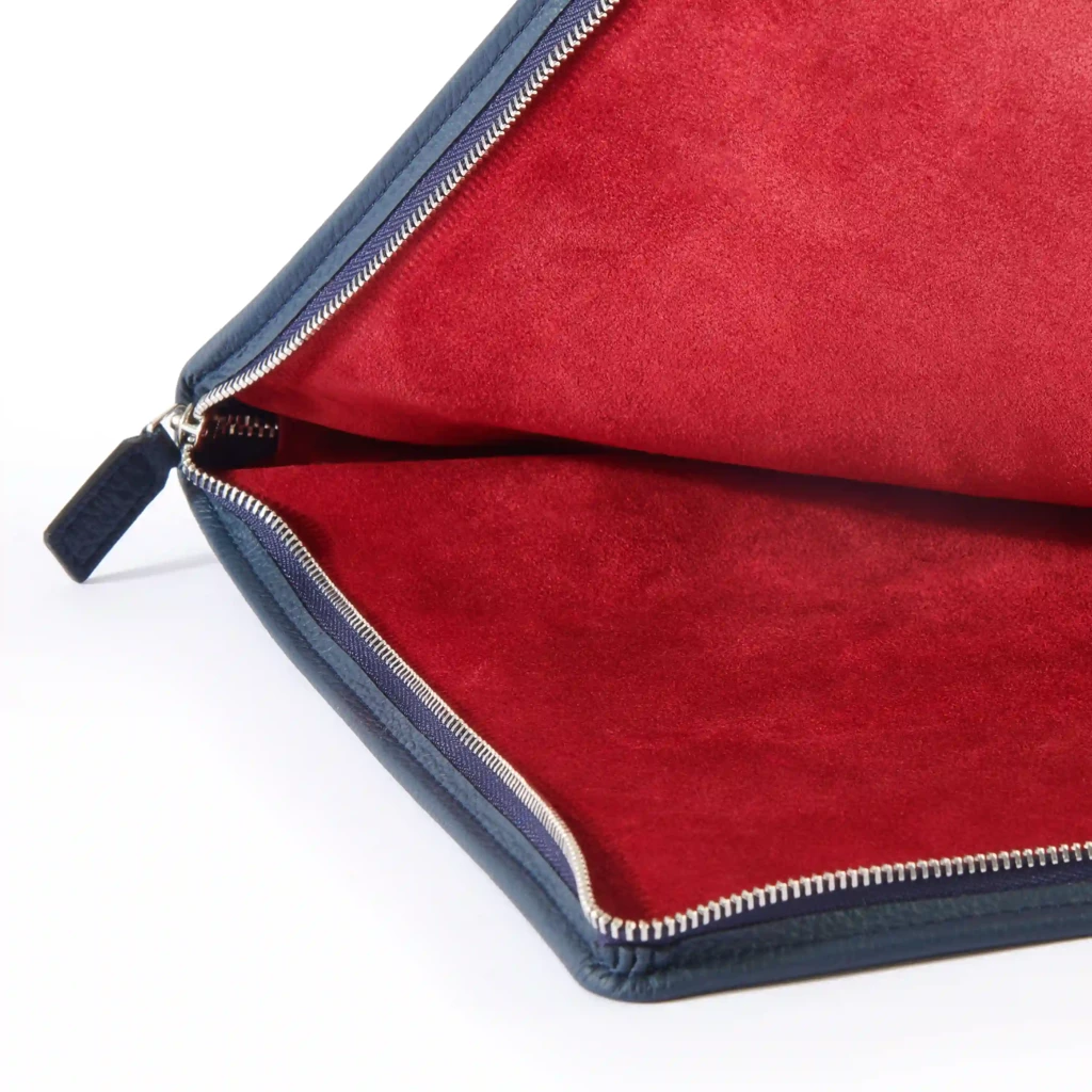 Pouch with Zip, Kollektion 1977, leather, blue